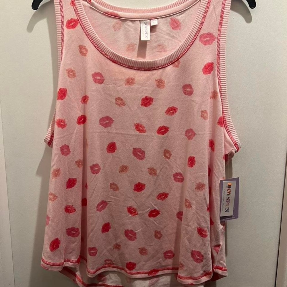 Joyspun Women's Cozy Lounge Collection Hacci Knit Sleep Tank Top, Size 3X